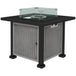 Metal 50,000 BTU Rattan Square Smokeless Fire Pit Table With Glass Screen - Velmora