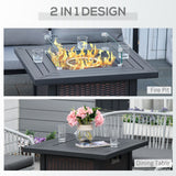 Metal 50,000 BTU Rattan Square Smokeless Fire Pit Table With Glass Screen - Velmora
