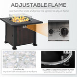 Metal 50,000 BTU Rattan Square Smokeless Fire Pit Table With Glass Screen - Velmora