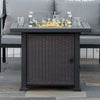 Metal 50,000 BTU Rattan Square Smokeless Fire Pit Table With Glass Screen - Velmora