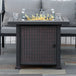 Metal 50,000 BTU Rattan Square Smokeless Fire Pit Table With Glass Screen - Velmora