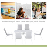 Metal 6 Seater Garden Dining Set With Mesh Fabric Chairs - Velmora