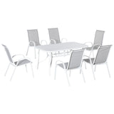 Metal 6 Seater Garden Dining Set With Mesh Fabric Chairs - Velmora