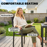 Metal 6 Seater Garden Dining Set With Slatted Table top - Velmora