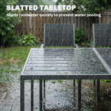 Metal 6 Seater Garden Dining Set With Slatted Table top - Velmora
