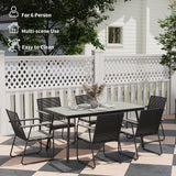 Metal 6 Seater Garden Dining Set With Soft Cushions - Velmora
