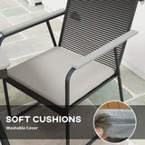 Metal 6 Seater Garden Dining Set With Soft Cushions - Velmora
