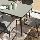 Metal 6 Seater Garden Dining Set With Soft Cushions - Velmora