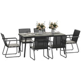 Metal 6 Seater Garden Dining Set With Soft Cushions - Velmora