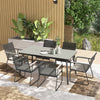 Metal 6 Seater Garden Dining Set With Soft Cushions - Velmora