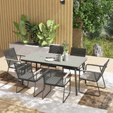 Metal 6 Seater Garden Dining Set With Soft Cushions - Velmora