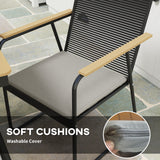 Metal 6 Seater Garden Dining Set With Soft Cushions - Velmora