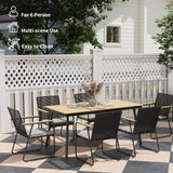 Metal 6 Seater Garden Dining Set With Soft Cushions - Velmora