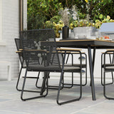 Metal 6 Seater Garden Dining Set With Soft Cushions - Velmora
