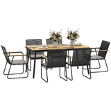 Metal 6 Seater Garden Dining Set With Soft Cushions - Velmora