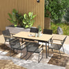Metal 6 Seater Garden Dining Set With Soft Cushions - Velmora