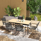 Metal 6 Seater Garden Dining Set With Soft Cushions - Velmora