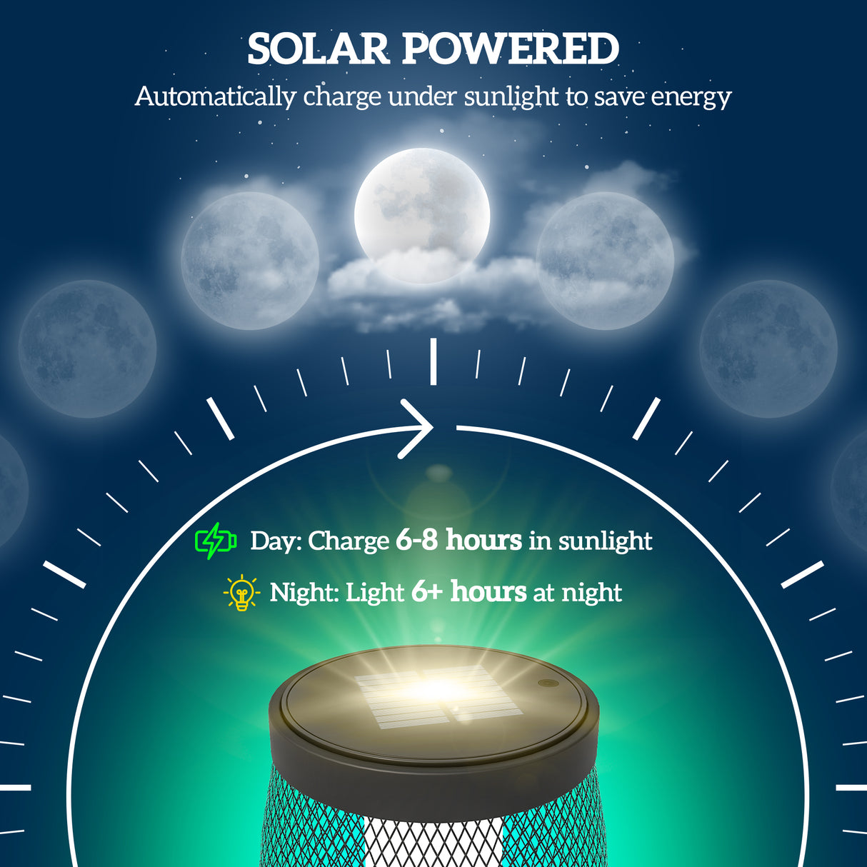 Metal 71.5 cm Tall Garden Solar Garden Lamp With Auto On-Off - Velmora