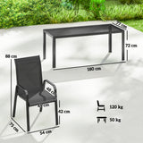 Metal 9 Pieces Garden Dining Set With Glass Top Table for 8 People - Velmora