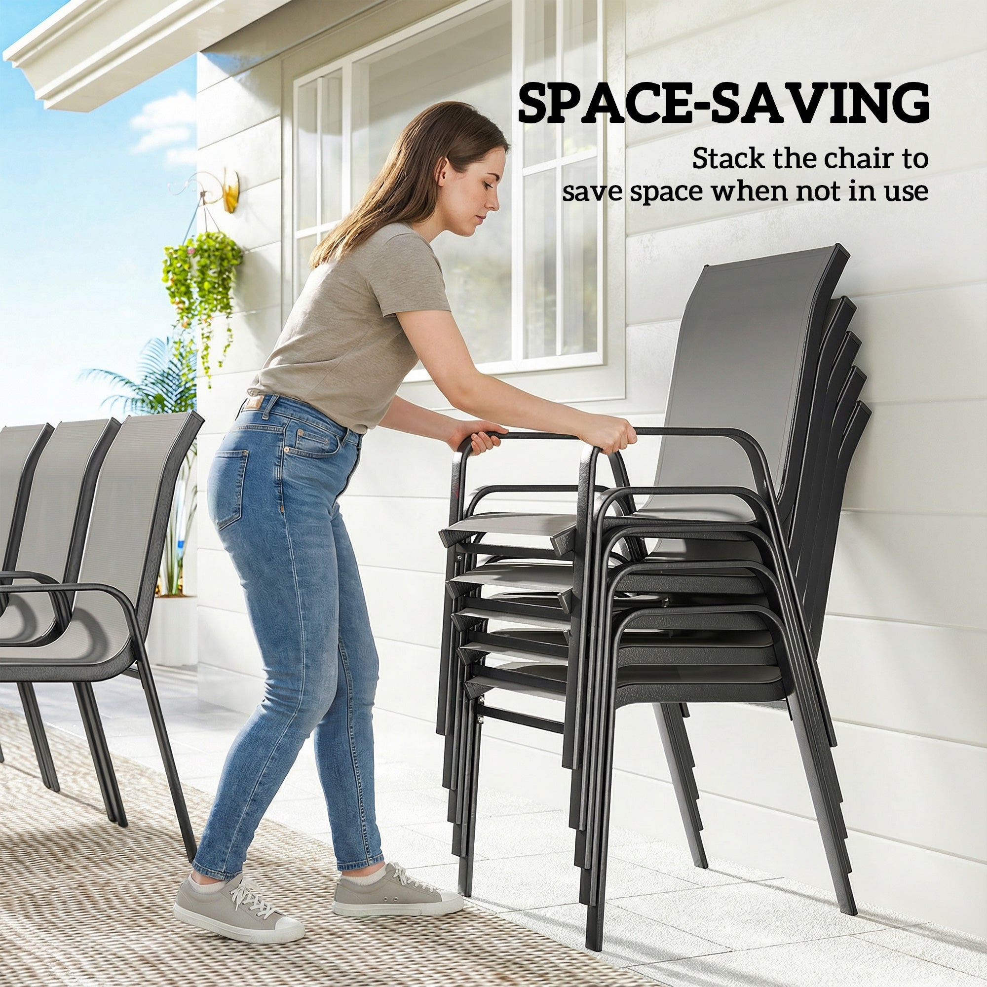 Metal 9 Pieces Garden Dining Set With Glass Top Table for 8 People - Velmora