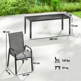 Metal 9 Pieces Garden Dining Set With Glass Top Table for 8 People - Velmora