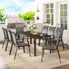 Metal 9 Pieces Garden Dining Set With Glass Top Table for 8 People - Velmora