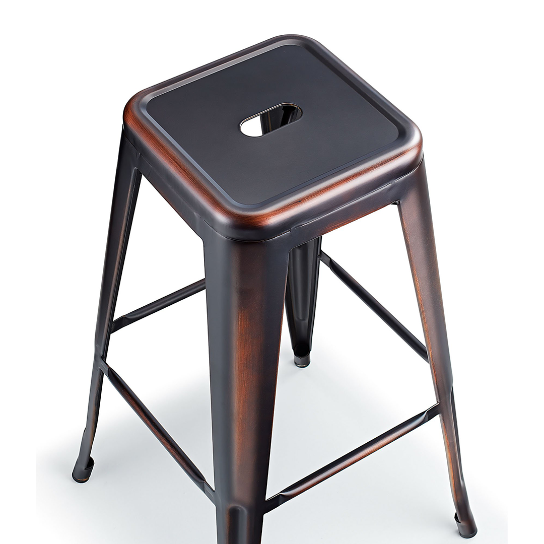 Metal Bar Stool Square in Antique Style - Tilbury