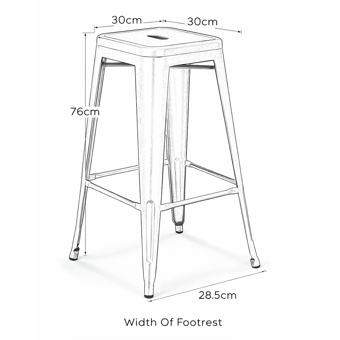 Metal Bar Stool Square in Antique Style - Tilbury