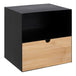 Metal Bedside Cabinet 30cm Wide Wall Mounted With 1 Oak Drawer - Joliet