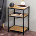 Metal Bedside Table 42cm Wide in Black With 2 Wooden Shelves - Seaford