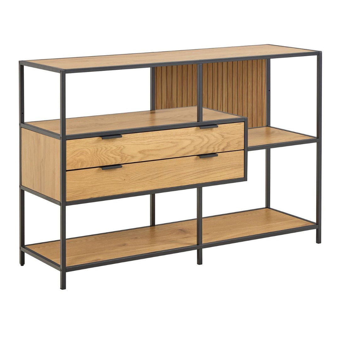 Metal Bookcase With 2 Drawers And 3 Shelves - Seaford