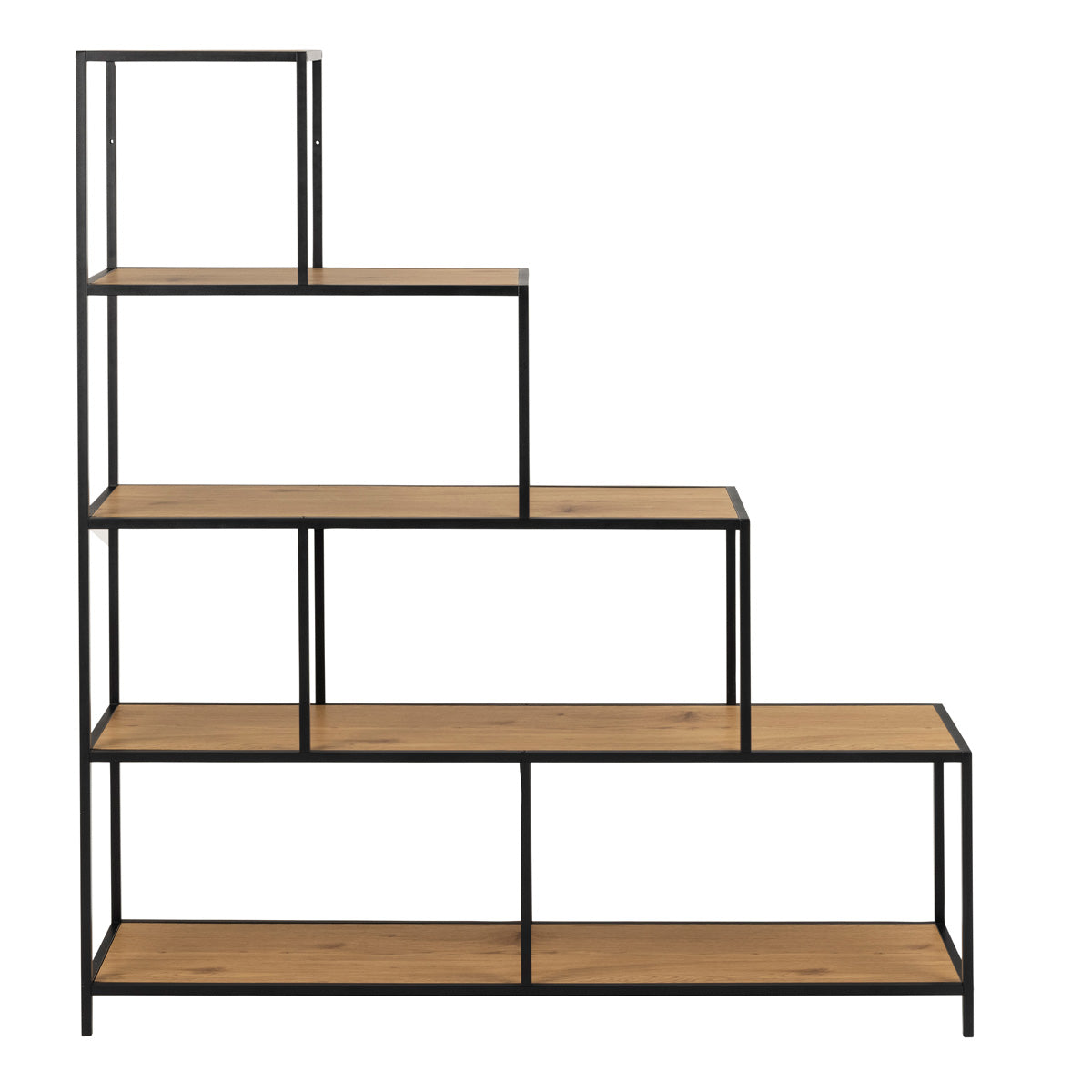 Metal Bookcase With 4 Wooden Shelves - Seaford
