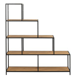 Metal Bookcase With 4 Wooden Shelves - Seaford
