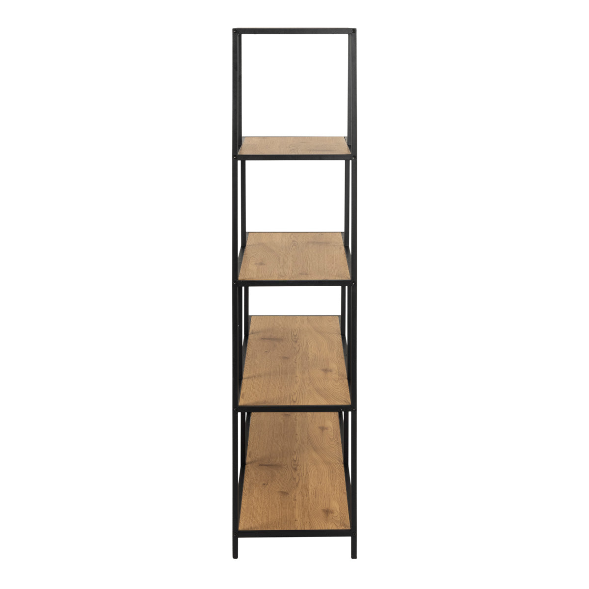 Metal Bookcase With 4 Wooden Shelves - Seaford