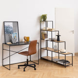 Metal Bookcase With 4 Wooden Shelves - Seaford