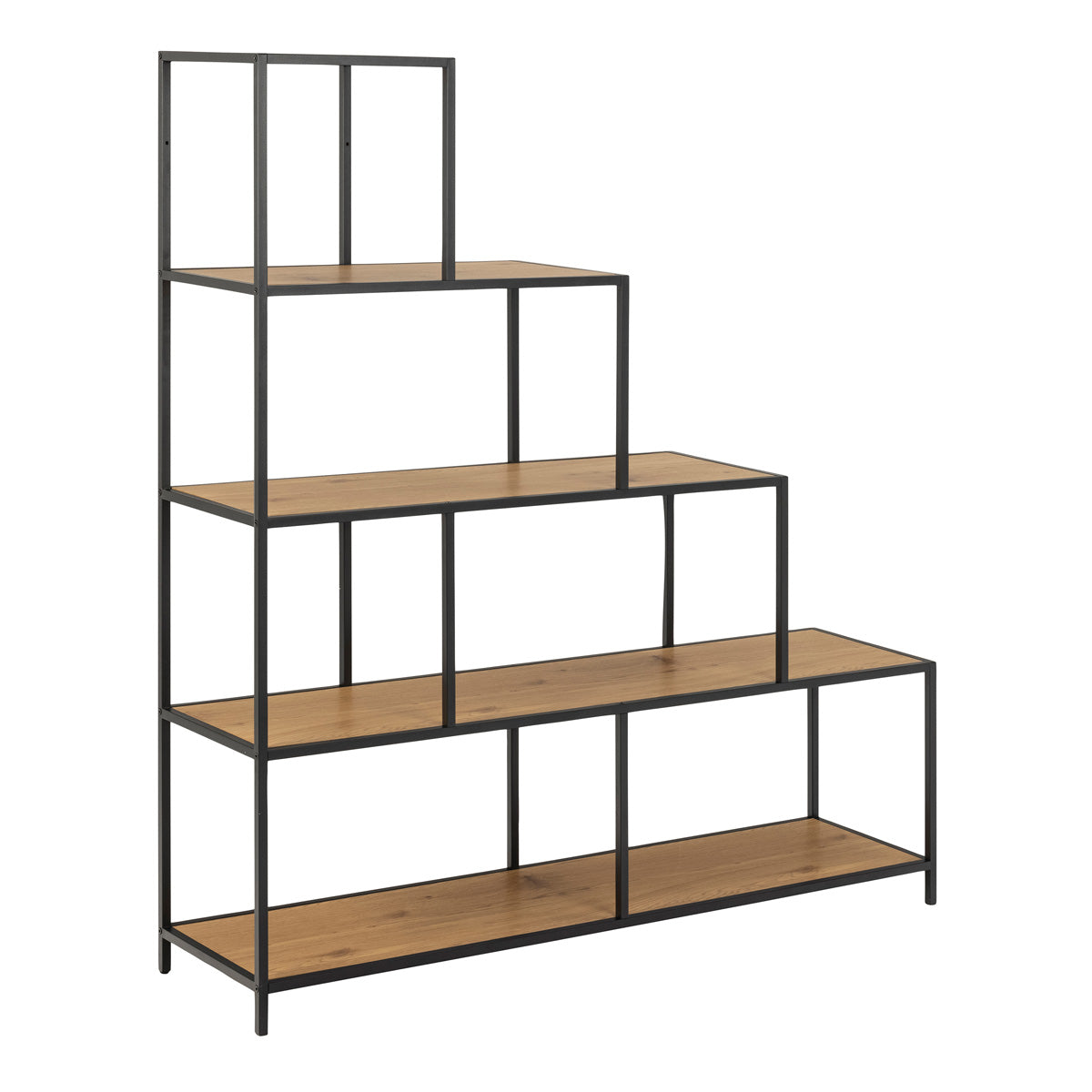 Metal Bookcase With 4 Wooden Shelves - Seaford