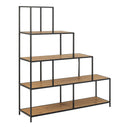 Metal Bookcase With 4 Wooden Shelves - Seaford
