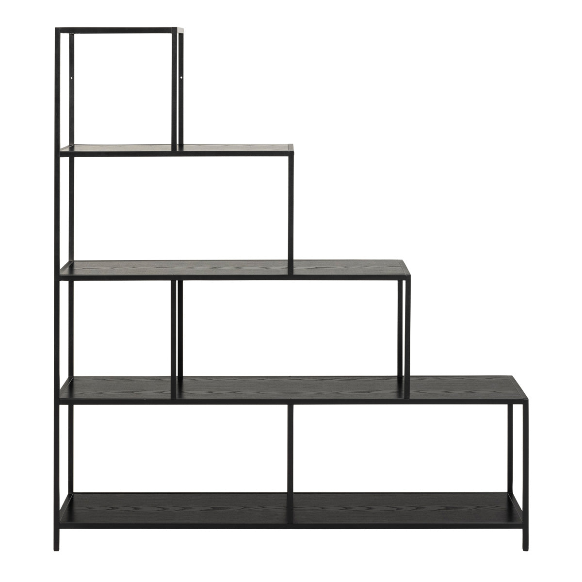 Metal Bookcase With 4 Wooden Shelves - Seaford