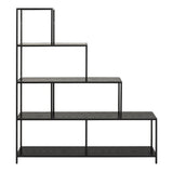 Metal Bookcase With 4 Wooden Shelves - Seaford