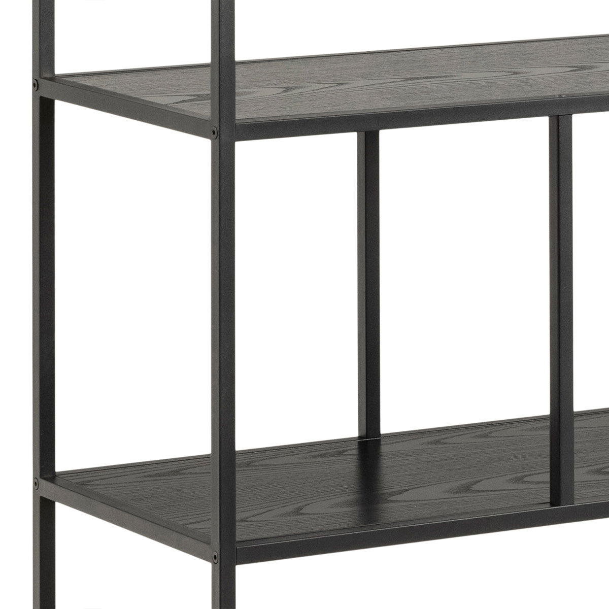 Metal Bookcase With 4 Wooden Shelves - Seaford