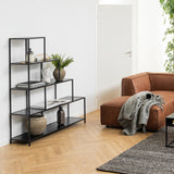 Metal Bookcase With 4 Wooden Shelves - Seaford