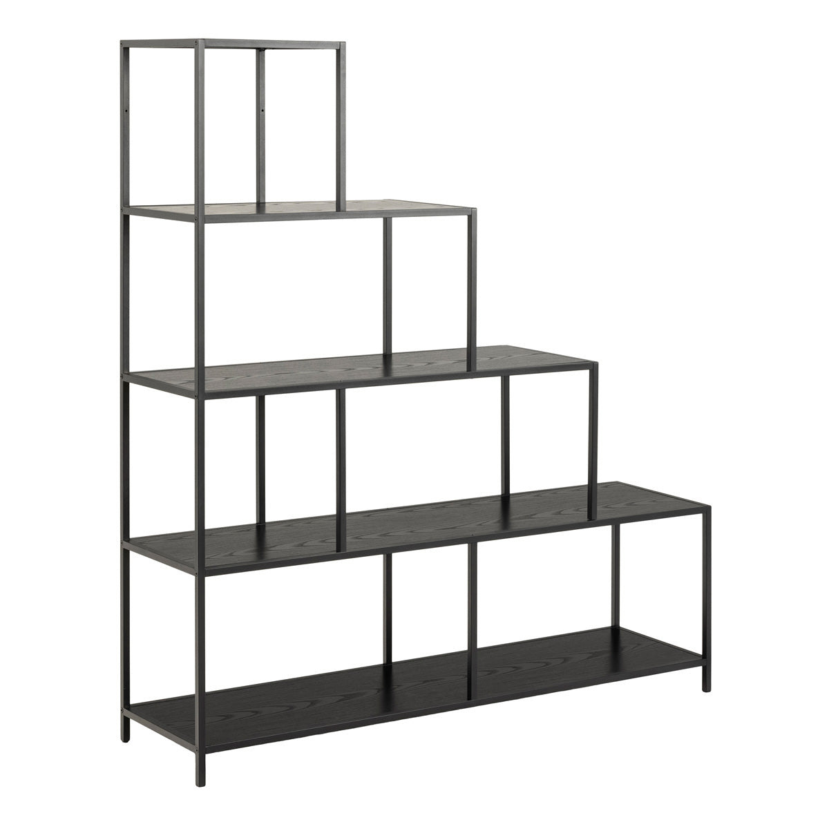 Metal Bookcase With 4 Wooden Shelves - Seaford