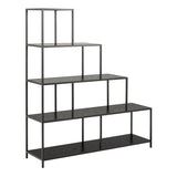 Metal Bookcase With 4 Wooden Shelves - Seaford
