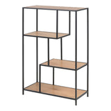 Metal Bookcase Asymmetrical in Black With 3 Shelves - Seaford