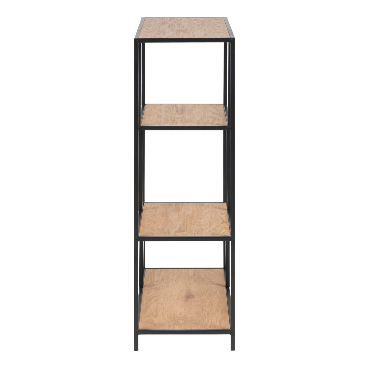 Metal Bookcase Asymmetrical in Black With 3 Shelves - Seaford