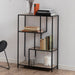 Metal Bookcase Asymmetrical in Black With 3 Shelves - Seaford