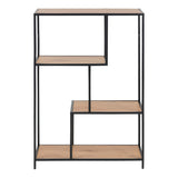 Metal Bookcase Asymmetrical in Black With 3 Shelves - Seaford