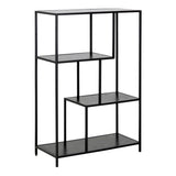 Metal Bookcase Asymmetrical in Black With 3 Shelves - Seaford