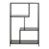 Metal Bookcase Asymmetrical in Black With 3 Shelves - Seaford