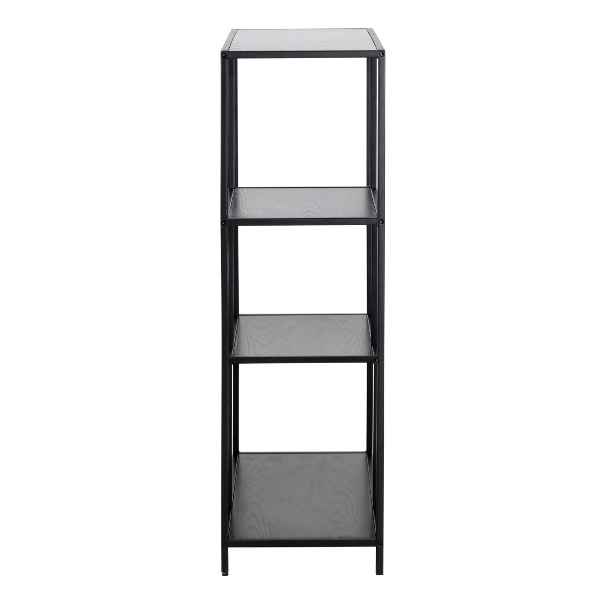 Metal Bookcase Asymmetrical in Black With 3 Shelves - Seaford